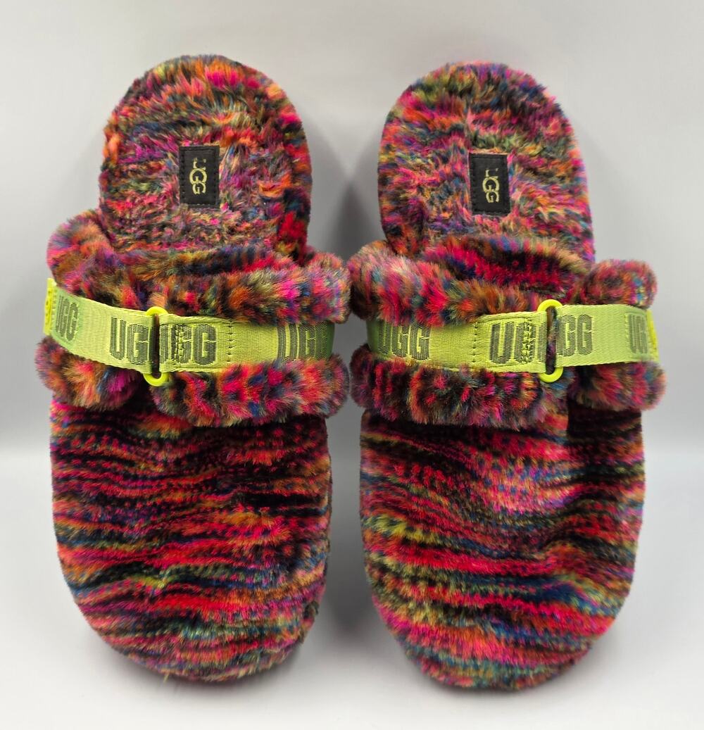 Mens 12 UGG Fluff It Pixelate Faux Shearling Slide/Slipper 1131550